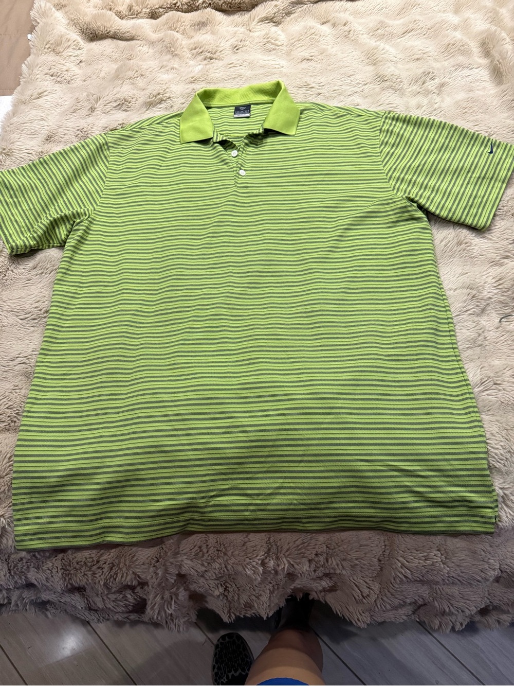 Nike Lime Green Striped Polo Shirt